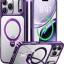 CASEKOO Purple Glossy for iPhone 17 Pro Max Case with 360 Spin Magnetic Stand [Fit for MagSafe][17FT Military Protection] Slim Polished Frame Titanium Alloy Sturdy Stand 6.9", Purple