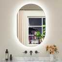 TETOTE 24 x 36 Inch Oval LED Mirror Backlit Mirror Bathroom Pill-Shaped 3 Colors Warm/White/Natraul Lighted Vanity Mirror with Lights Pill Type Anti-Fog Dimmable Wall Mounted Vertically & Horizontally