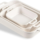 Sweejar Relief Casserole Dishes for Oven, Ceramic 9x13 Baking Pans Set for Cooking, Cake, Banquet and Daily Use, Rectangular Bakeware Set, Porcelain Baking Dish, Lasagna Pan Deep with Handles (White)