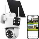 2K Dual-Lens Solar Camera Outdoor Wireless, 360 Pan/Tilt Solar Powered Security Camera with Rechargeable 10,000mAh Battery, IP66 Waterproof, Color Night Vision, Two-Way Audio for Home Security