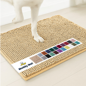Muddy Mat® 3-Piece Beige Medium 30"X19" AS-SEEN-ON-TV Highly Absorbent Microfiber Door Mat, Bath Mat and Pet Rug, Non slip Thick Washable, Soft Chenille for Kitchen Bathroom Bedroom Indoor and Outdoor