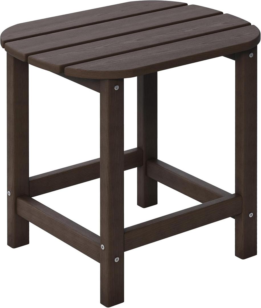 Outdoor Adirondack Side Table for Patio Porch Pool, 18" HDPE Weather Resistant End Table for Backyard and Indoor Use, Easy Maintenance & Indoor Outdoor Durable Construction(Coffee)