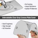 Clear License Plate Protector, 2 Pack License Plate Covers & Frames Unbreakable Plastic Car Shields Holder Fits Standard US Plate with Screws Caps (Gray)
