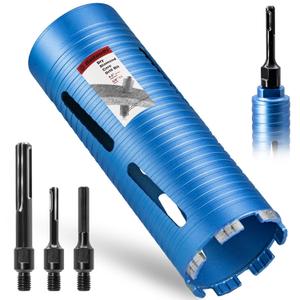 3 1/2" Dry Core Drill Bit, 5/8"-11 Thread, with 3 Adapters Included: SDS Plus, SDS Max and 1/2" Hex Shank, 9.5" Drilling Depth, 3.5 Inch Core Bit for Concrete Masonry Brick Block Stucco