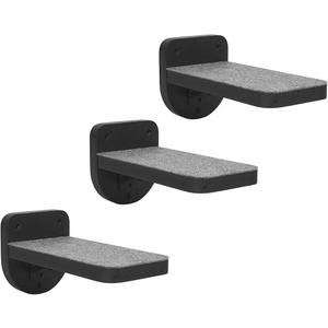 Set of 3 Black Natural Sturdy Wood Cat Wall Floating Steps - Wall Mounted Cat Climbing Shelves and Perches, Kitty Stairs Climber Ladder for Wall