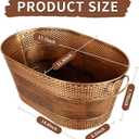 4 Gallon Galvanized Beverage Tub, 2 Pcs Heavy-Duty Copper Ice Buckets Large Galvanized Drink Buckets Oval Metal Beverage Ice Tub with Handles for Catering Bars Parties
