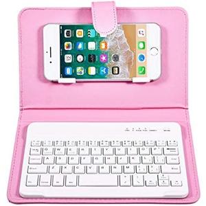 ELIATER Portable Bluetooth Keyboard with Leather Case Cover with for 4.5''-6.8'' iOS, Android and Windows Smart Phones, Detachable with Kickstand
