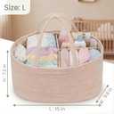 luxury little Diaper Caddy Organizer, Large Cotton Rope Nursery Baby Basket, Changing Table Organizer for Baby Diaper Storage, Portable Car Organizer Removable Divider (Oatmeal, Large)
