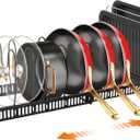 Under Cabinet Pot and Pan Organizer - Expandable (11.8"-22.8") Kitchen Cabinet Storage Rack with 13 Adjustable Dividers for Lids, Cutting Boards & Baking Sheets - Tool-Free Assembly, Black