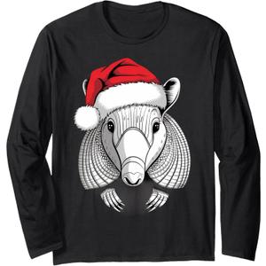 Joyful Armadillo Santa on Armadillo Christmas Long Sleeve T-Shirt, 2 XL
