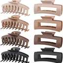 LuSeren Hair Clips for Women 4.3 Inch Large Hair Claw Clips for Women Thin Thick Curly Hair, Big Matte Banana Clips,Strong Hold jaw clips,Neutral Colors