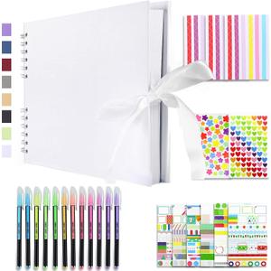 Vienrose Scrapbook Album 80 Pages, DIY Photo Album with Accessories, White Kraft Paper Memory Book for Wedding, Birthday, Travel, Valentine, Mothers Day, 11x8 Inches