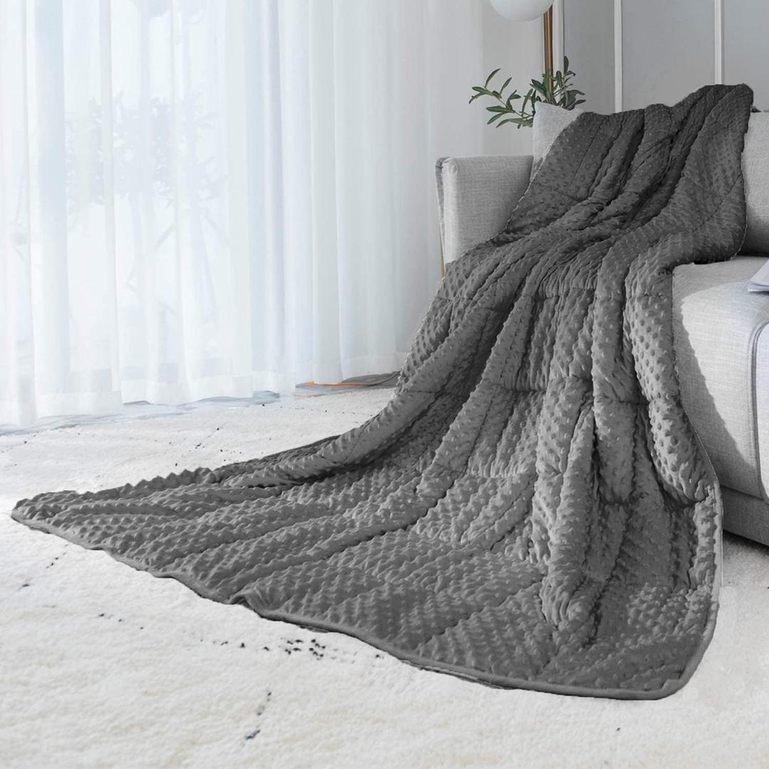 Reversible Weighted Blanket for All Season, Luxury Velvet, Warm and Cool, Adult 15Lb Grey Weighted Blanket, Enjoy Sleeping Anywhere (Grey,60"x80" 15lbs)