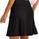 FitsT4 Sports Women's 20" Long Swim Skirt Modest Beach Skorts with Pockets Tummy Control Swim Bottoms High Waisted Swimsuit (X-Large, Black)