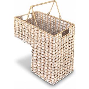 L-Shaped Stair Basket with Handles, Decorative Woven Storage Basket