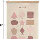 Bon et Beau 1624 Inch Embroidered Shape Poster Framed with Wood Hanger - Dusty Pink Wall Decor for Girls Nursery, Bedroom, Playroom, Toddler and Kids Room