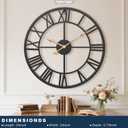 Pytha Sight 24 Inch Large Oversized Farmhouse Modern Decorative Wall Clock for Living Room,Silent Industrial Big Roman Numerals Vintage Metal Round Wall Clocks for Kitchen,Dinng Room,Office