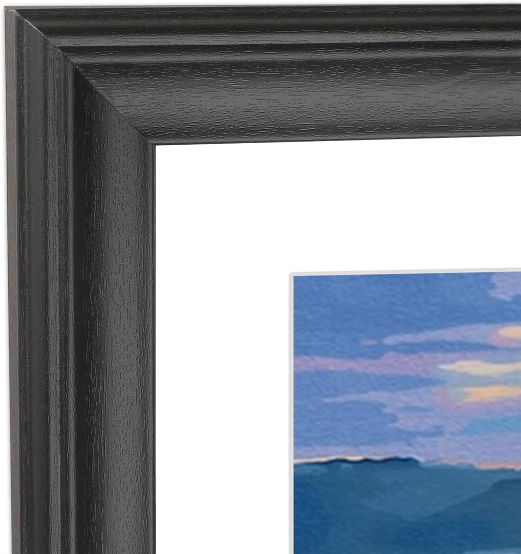 21x27 Picture Frame Black Solid Wood Poster Frame 17X23 with White Mat & Hanging Hardware Fits 21x27 or 17x23 photo frame (T23B2127W1723)