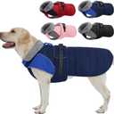Nanaki Large Dog Coat for Winter Waterproof, Warm Fleece Lining Reflective Large Dog Jacket with Leash Hole, Furry Collar Cold Weather Puppy Vest Outdoor Walking Hunting Easy On Pet Snowsuit Blue, Size: 2XL