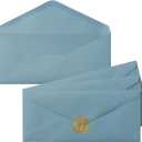 Toperd 50 Count #10 Business Envelope with Gold Stickers for Office, Business, Letter Mailing, 4.13 x 9.49 Inches (Dusty Blue)