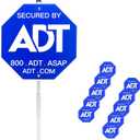 28" ADT Security Signs for Yard with Stake & 10 Pcs ADT Window Stickers, 100% Aluminum Heavy Duty Weatherproof Home Security Sign Weather Resistance, 1 PACK
