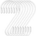30 Pack S Hooks for Hanging, 3.15 inch Stainless Steel S Shaped Hooks Curtain Hooks Heavy Duty S Hooks for Hanging Pots and Pans, Plants, Jeans, Clothes, Jewelry, Towels, Cups (White)