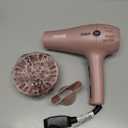 Conair Hair Dryer with Retractable Cord, 1875W Blow Dryer, 3 Heat Settings, 2 Speeds, Blow Dryer with Diffuser and Concentrator Attachments, Ionic + Tourmaline Technology, Matte Light Pink