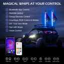 2PCS 4FT RGB LED Whip Light, Remote App Control, DIY Chasing Patterns Turn Signal & Brake LED Lights, Spring Base Included - Compatible with ATV, UTV, Polaris RZR, Can-Am
