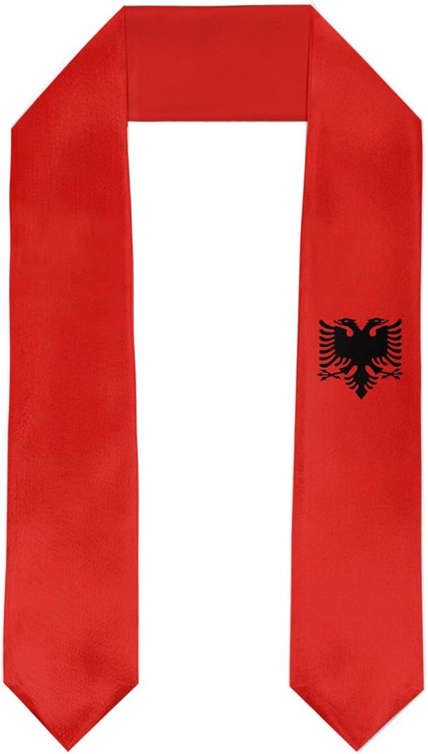 Graduation Stole Satin Sash Scarf for Study Aboard International Students 72" Length (Albania Flag)