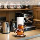 Standing Paper Towel Roll Holder Countertop for Coffee Lovers Women Men, Farmhouse Kitchen Decor and Accessories, Coffee Table Decor for Kitchen Home, 3D Hand-Painting Pattern, Metal