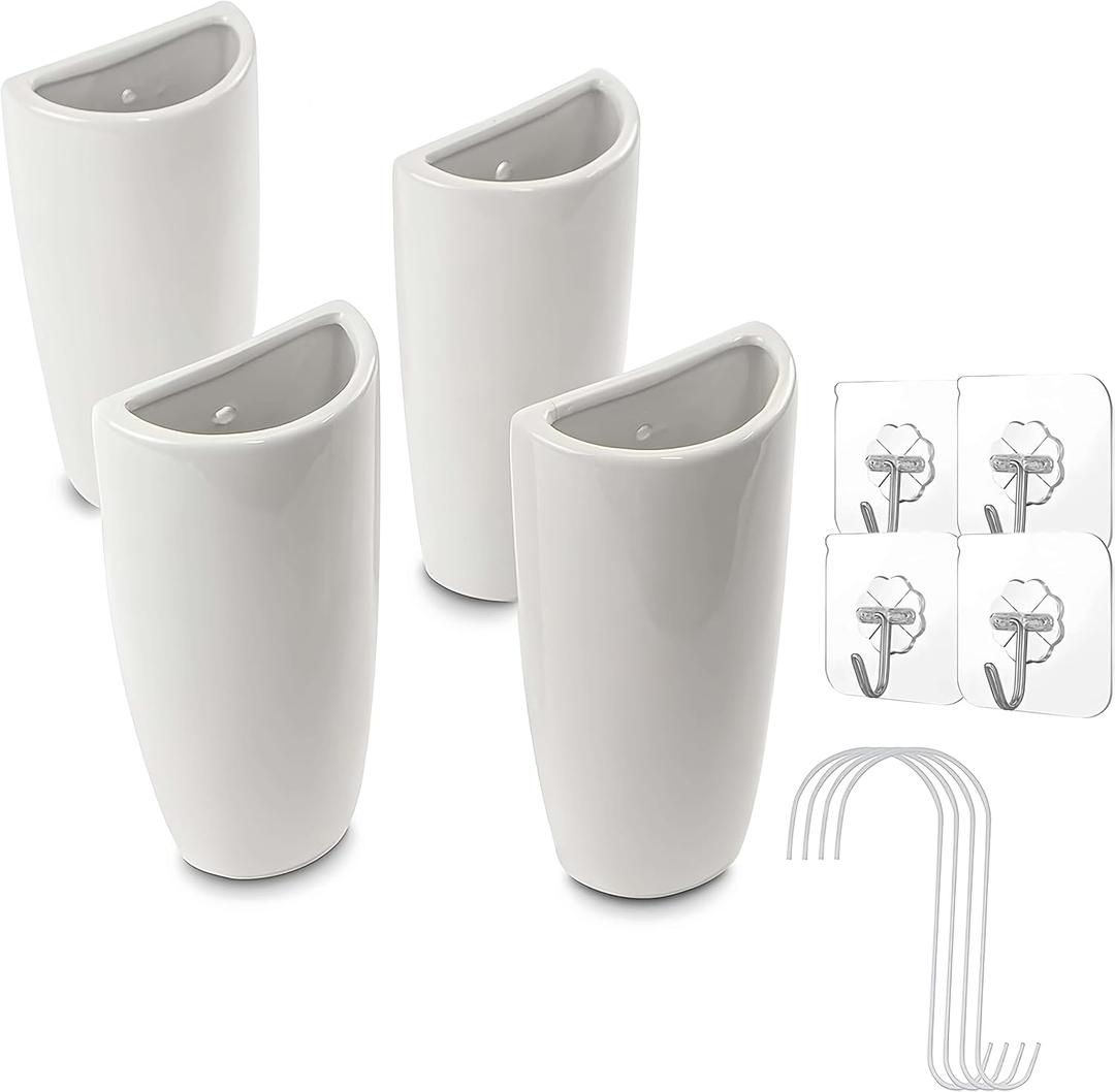 Pack of 4 Ceramic Radiator Hanging Humidifiers with S-Shaped Hooks White Radiator Water Evaporator for Healthy Room Air Moisture