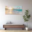 Beach Wall Art Pictures for Living Room Ocean Canvas Wall Art Decor Beach Scene Painting for Bedroom Blue Seascape Theme Art Print for Home Office Decoration Ready to Hang(24"48")