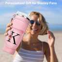 Water Bottle Holder with Strap for Stanley Cup 40 oz Tumbler with Handle, Personalized Initial Stanley Cup Accessories, Thanksgiving, Water Bottle Carrier Bag for Women & Men - Pink