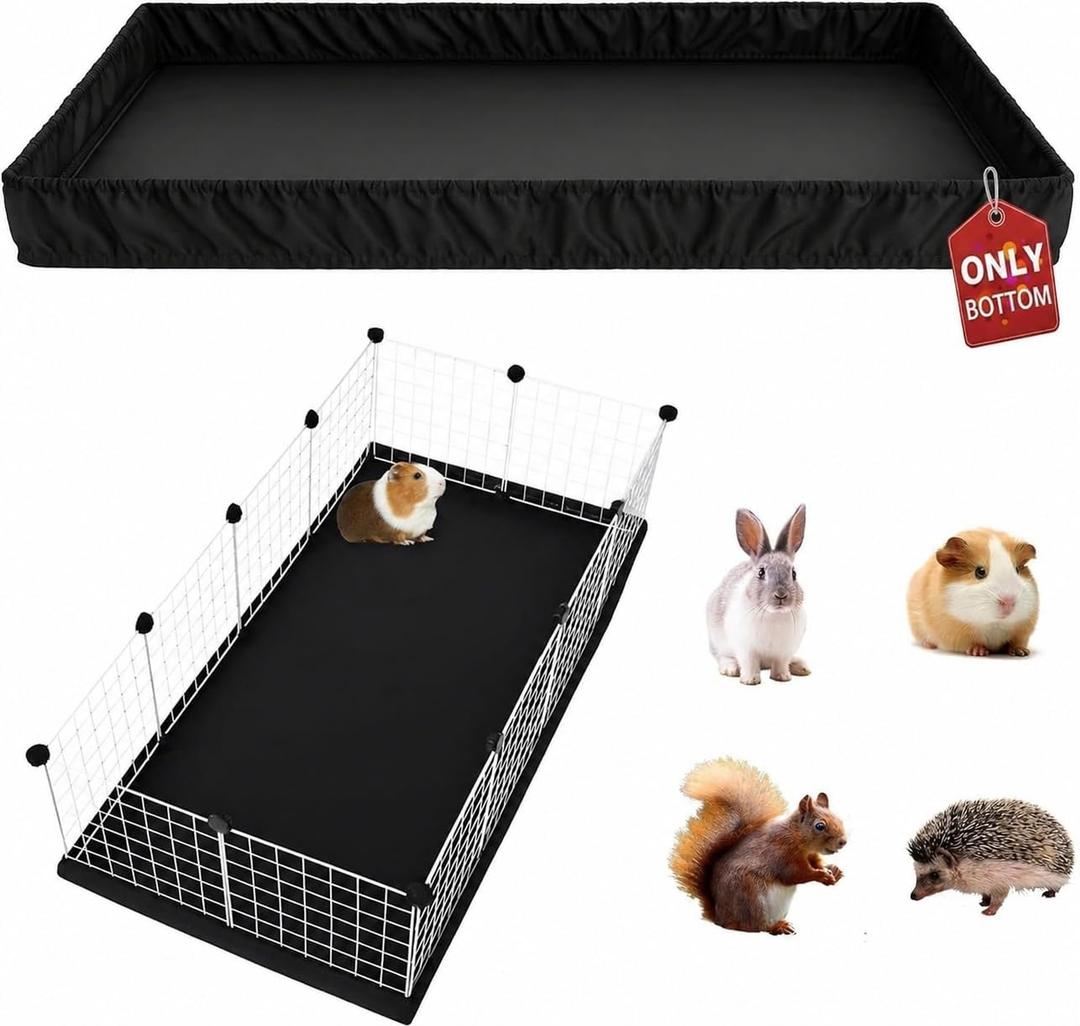 PJYuCien Guinea Pig Cage Liner, Washable Waterproof Base, C&C Cage Bottom Pad, Elastic Cord, Reusable Pad for Rabbits Chinchillas Hedgehogs Ferrets Small Animals, 24"x48"(Not Include Cage)