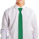 Boys Tie Pocket Square Set Pre-tied Adjustable Kids Solid Color Necktie for Age 8-12 Years with Gift Box (Emerald Green)