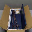 WOPITUES Floating Shelves with Gold Metal Guardrail, Shelves for Wall Decor Set of 3, Wall Shelves for Bedroom, Bathroom, Kitchen, Living Room, Plants, Picture Frames, Art Gold in Navy Blue