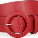 XZQTIVE Women's Wide Belt Fashion Candy Color Round Buckle Ladies Belt for Jeans Pants Dresses