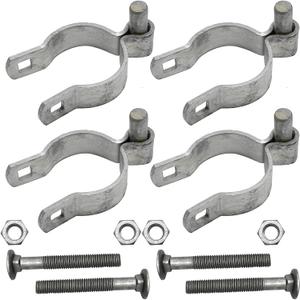 4pcs Chain Link Fence Gate Post Hinge for Outside Diameter Post/Pipe, Galvanized Chain Link Post Gate Hinge, Nut/Bolt Included (2-3/8 Inch)
