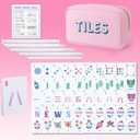 Mini Mahjong Tiles Set - 0.12'' Thickness American Mahjong Starter Set with Tiles, Racks, Storage Bag & Rules Card for Travel Family Friends Amusement Night Holiday Gathering Entertainment
