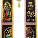Mexican Graduation Stole Class of 2026, Hispanic Mexican American Flag Graduation Sash