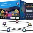 ASAHOM AI Permanent Outdoor Lights S107B, 100FT with 72 RGBCW LED Lights, 30,000 Lighting Effect, Controller with Dual Output, Extend to 800FT, Cuttable for House Outdoor Decor Daily Lighting, Black