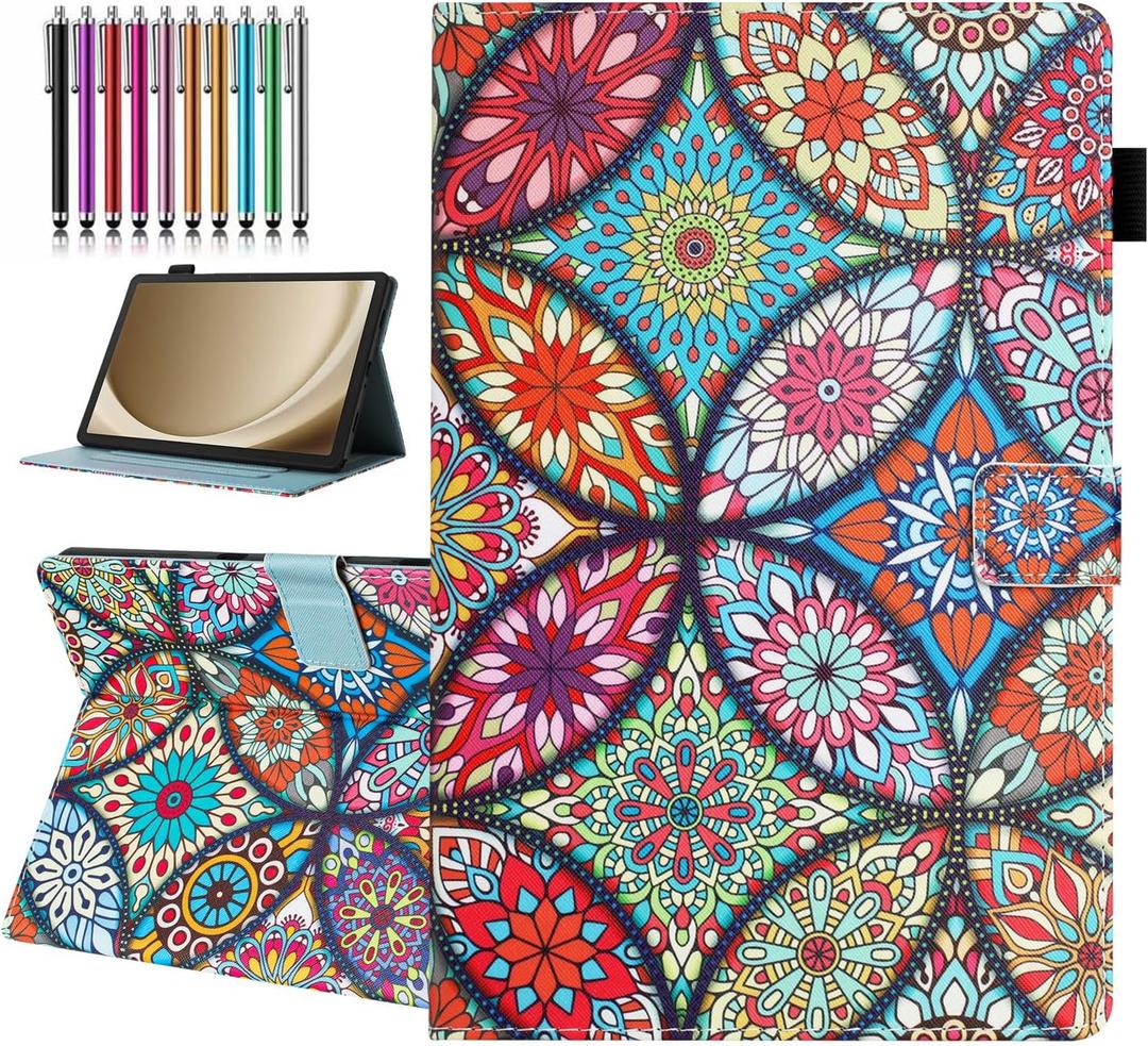 Case for Galaxy Tab A11+ Plus /A9+ Plus 11 inch 2026/2024 (SM-X210/X230), Samsung Tab A11+ /A9+ Cover, Auto Wake/Sleep, Premium PU Leather Folding Stand Cover with Pen Holder - Kaleidoscope