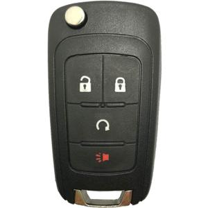 Key Fob Case Shell Fit for GMC Chevrolet Chevy Equinox Sonic Trax Terrain 4 Buttons Replacement Flip Folding Smart Car Key Fob Cover with Uncut Blade Blank (4 Buttons Key Fob Shell)