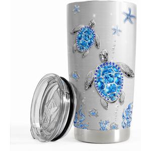SANDJEST Turtles Gifts for Women Girls Sea Turtle Tumbler 20 Oz Jewelry Drawings Stainless Steel Insulated Tumblers Coffee Travel Mug Cup Gift for Birthday Christmas