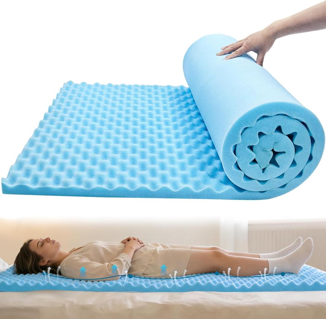 72 * 24 * 1.2inch Egg Crate Foam Pad Cuttable Egg Carton Foam Padding for Support, Air Circulation, Pressure Relief Weight Distribution,Blue