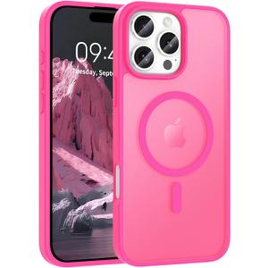 Magnetic for iPhone 16 Pro Max Case, [Compatible with Magsafe] [Translucent Matte] Slim Shockproof Women Men Girls Protective Phone Case for iPhone 16 Pro Max 6.9 inch, Hot Pink