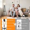 OUTON Wood Tripod Floor Lamp with Shelves, Mid Century Floor Lamp with Remote Control, 4 Color Temperature, LED Modern Dimmable Standing Lamp for Living Room, Bedroom, Office, Black & Gold