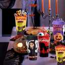 AFZMON 24 Halloween Party Favors Goodie Cups, 16OZ Plastic Halloween Cups With Lids and Plugs for Party Decorations Supplies