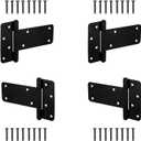 6 Heavy Duty Gate Hinges,280 Lbs Capacity Black Door Hinges4 Pack T Gate Hinges, Wrought Hardware for Wooden Fences, Barn Door, Screws Included (6 inches - 4 Pack) -Patent Pending