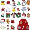 2 x 24 PCS Christmas Iron On Patches, Xmas Embroidered Sew Applique Repair Patch Santa Claus Christmas Tree Wreath Snowman Elk Angel Reindeer Candy Cane DIY Crafts for Clothing